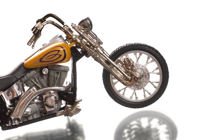 Fotobehang Motorfiets op een witte achtergrond