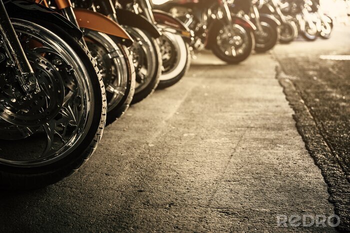Fotobehang Motorfietsen op een rij