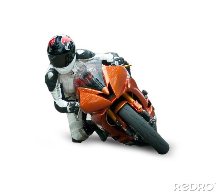 Fotobehang Motorracer geïsoleerd op witte achtergrond