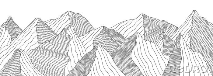 Fotobehang Mountain landscape of wavy lines. Vector background with mountain ranges