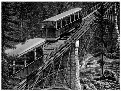 Fotobehang Mountain Train - Bergbahn 2 - 19e eeuw