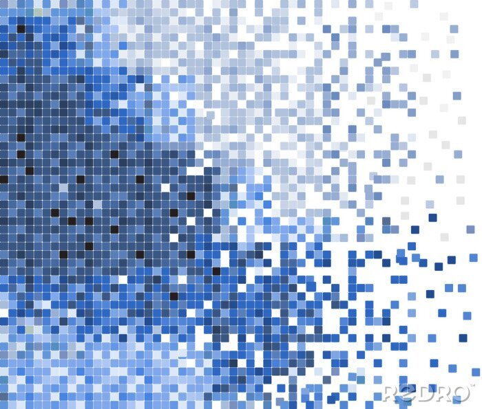 Fotobehang Mozaïek van blauwe pixels