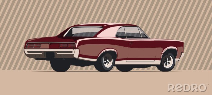 Fotobehang Muscle car in vintage colors. Vector illustration.