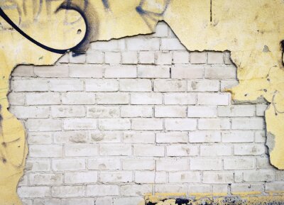 Fotobehang Muur onder gele verf