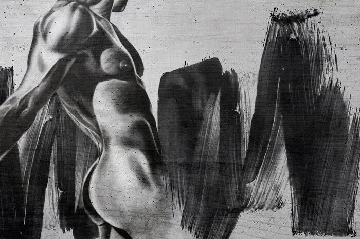 Fotobehang Muurschildering met een atletische man