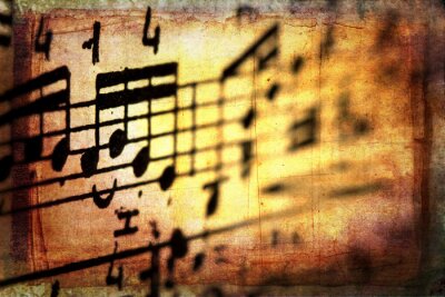 Fotobehang Muziek en noten in grunge stijl