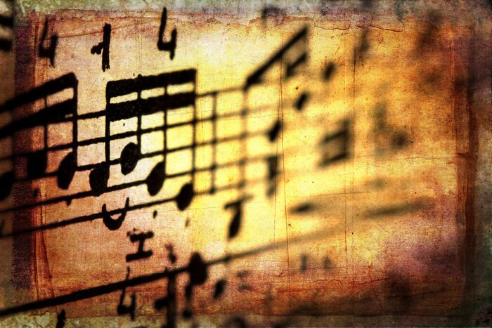 Fotobehang Muziek en noten in grunge stijl