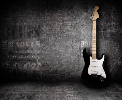 Fotobehang Muziek gitaar en grijze achtergrond