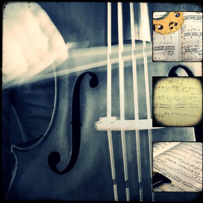 Fotobehang Muziekcollage met viool