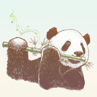 Fotobehang Muzikaal motief met panda