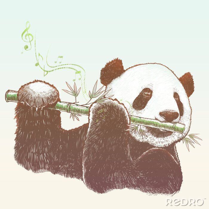 Fotobehang Muzikaal motief met panda