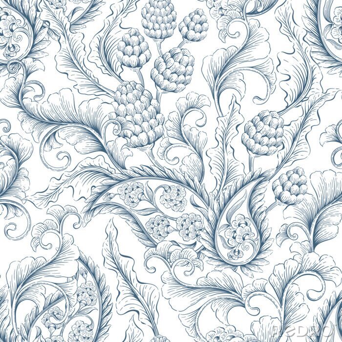 Fotobehang Naadloos bloemenornament