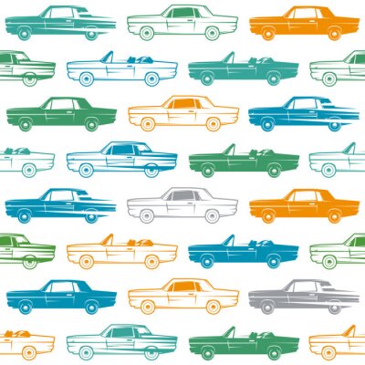 Naadloos patroon met afbeelding van retro auto's