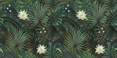 Fotobehang Naadloos patroon met tropische planten
