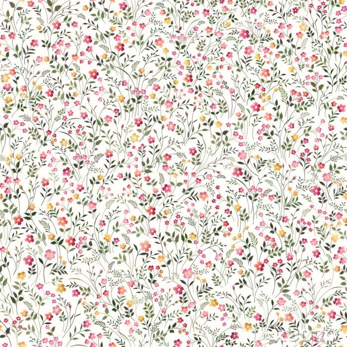 Fotobehang Naadloos patroon met wilde bloemen