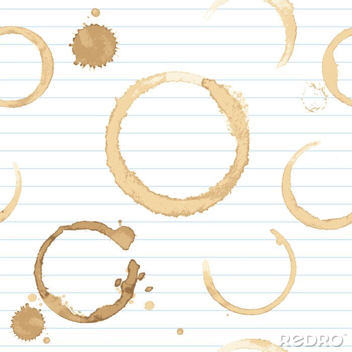 Fotobehang Naadloze achtergrond met vlekken van koffie