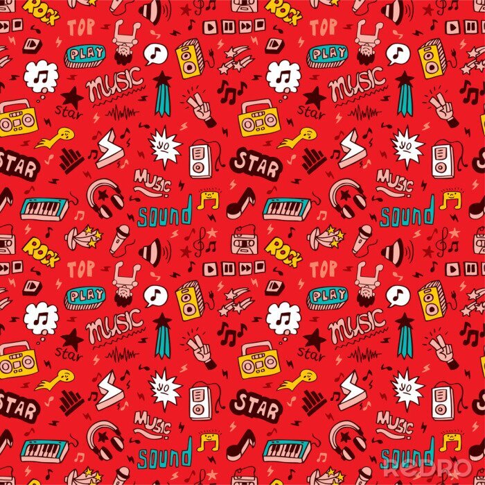 Fotobehang naadloze muziek patroon