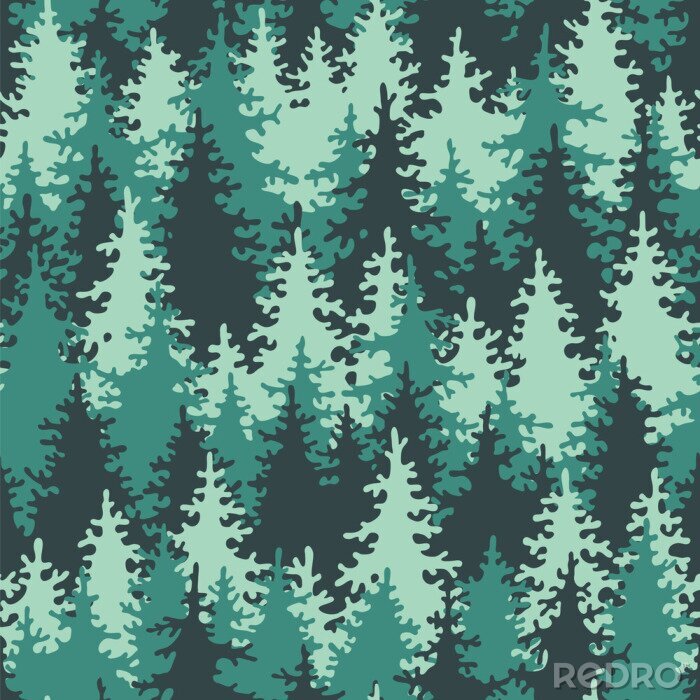 Fotobehang Naadloze patroon naaldbos