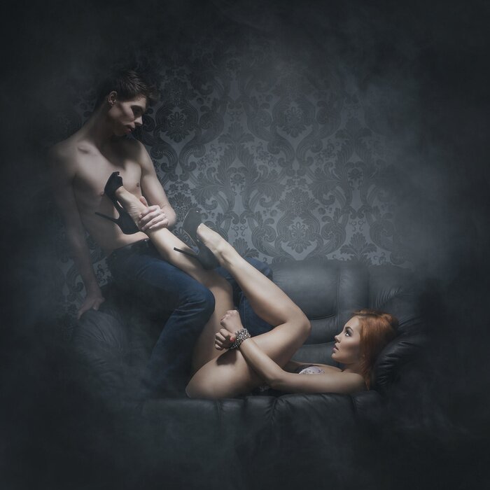 Fotobehang Naakte vrouw en man