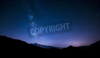 Fotobehang Nachtelijk panorama met sterren