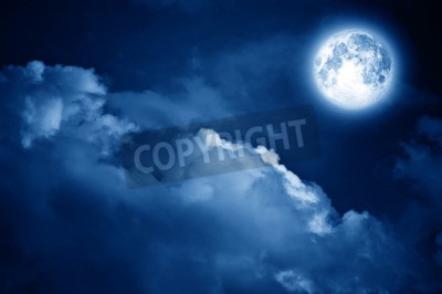 Fotobehang Nachtelijke lucht en maan