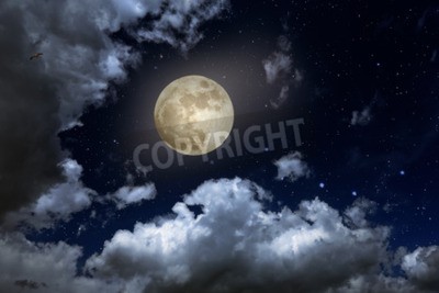 Fotobehang Nachtelijke lucht met maan