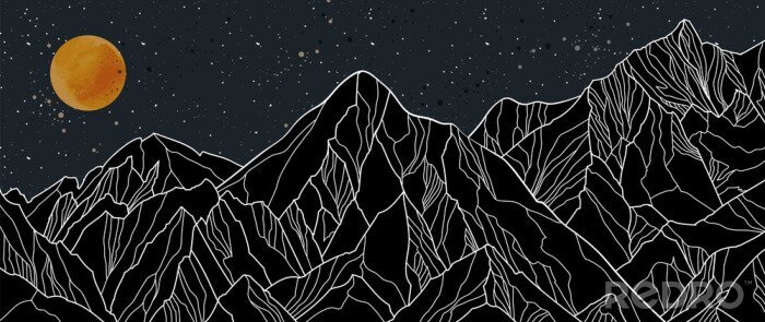 Fotobehang Nachtlandschap met bergen
