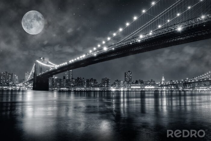 Fotobehang Nachtzicht op de brug
