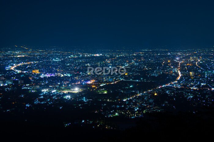 Fotobehang Nachtzicht op de stad