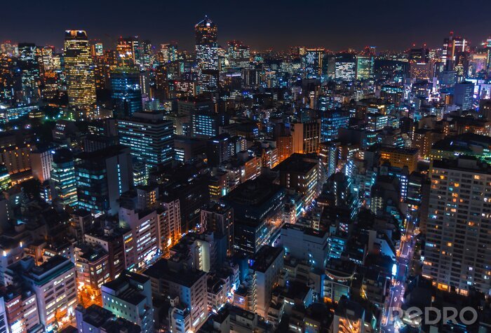 Fotobehang Nachtzicht van Tokio