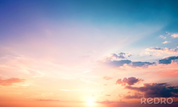 Fotobehang Natural background concept: Sunset blue sky and clouds backgrounds