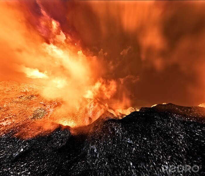 Fotobehang Natuur en landschappen met een actieve vulkaan
