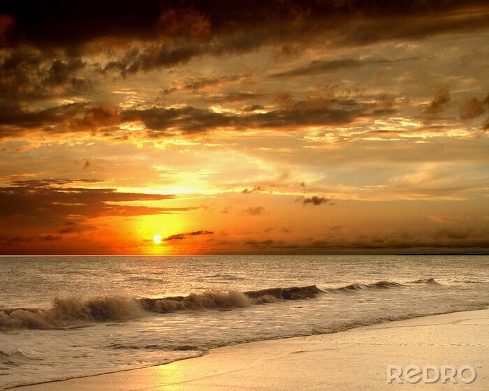 Fotobehang Natuurlijke zonsondergang op het strand