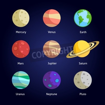 Fotobehang Negen planeten van het zonnestelsel