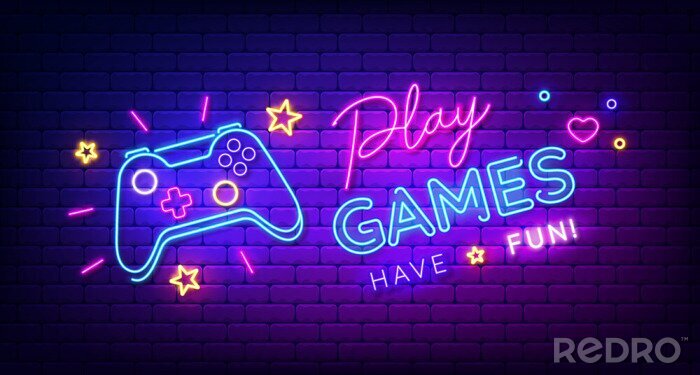 Fotobehang Neonsymbolen van een videospel