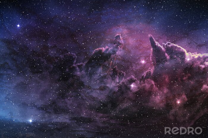 Fotobehang Nevel en kosmisch stof in tinten zwart en paars