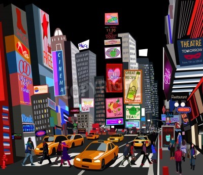 Fotobehang New York afbeelding met taxi's