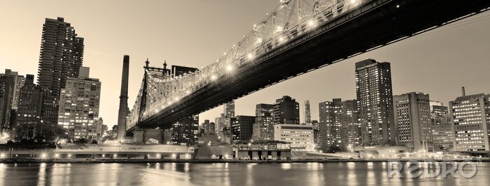 Fotobehang New York bij nacht in sepia