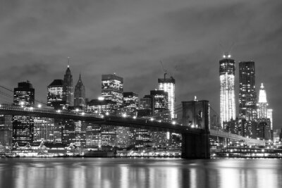 Fotobehang New York City bij nacht in zwart-wit