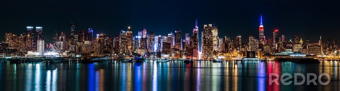 Fotobehang New York City midtown panorama by night