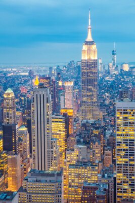 New York City skyline schemering VS