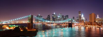 New York City skyline van Manhattan Brooklyn Bridge panorama