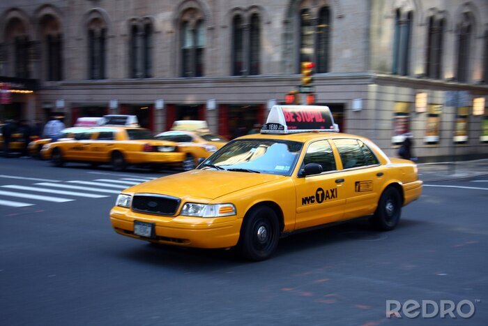 Fotobehang New York City taxi's op een kruispunt