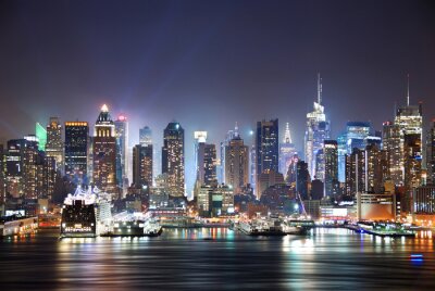 Fotobehang New York gebouwen bij nacht