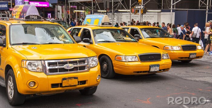 Fotobehang New York taxi bij het stoplicht
