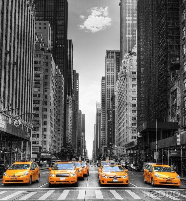 Fotobehang New York taxi en straat