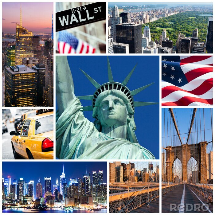 Fotobehang New Yorkse collage met symbolen