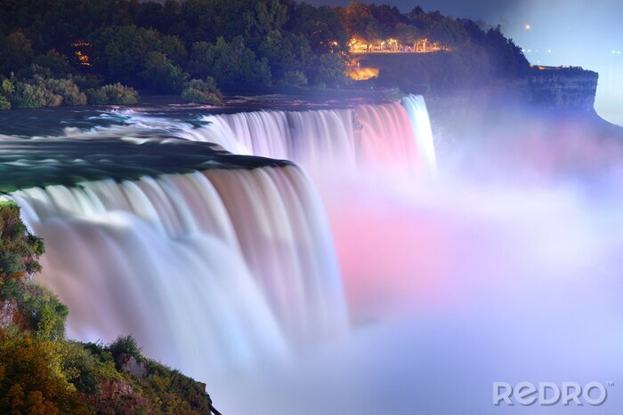 Fotobehang Niagara Falls verlicht