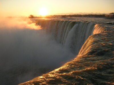 Fotobehang Niagara rivier bij zonsondergang