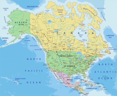 Fotobehang Noord-Amerika op de kaart